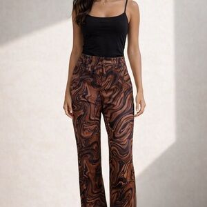 House of Sunny Chocolate Swirl Wide Leg Pants